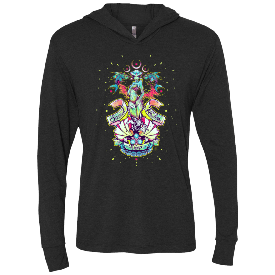 T-Shirts Vintage Black / X-Small Sacred Maiden of the Deep Triblend Long Sleeve Hoodie Tee