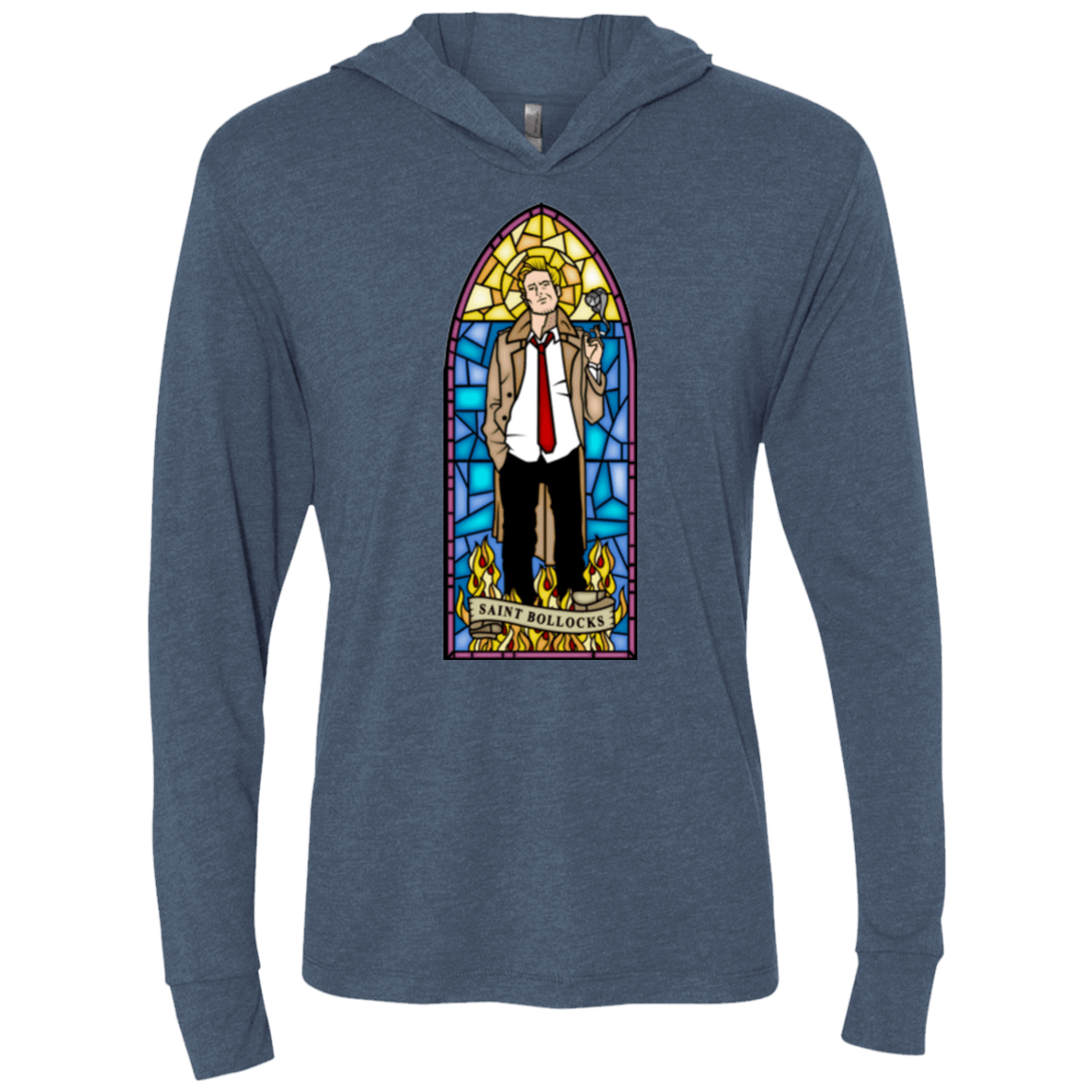 T-Shirts Indigo / X-Small Saint Bollocks Triblend Long Sleeve Hoodie Tee