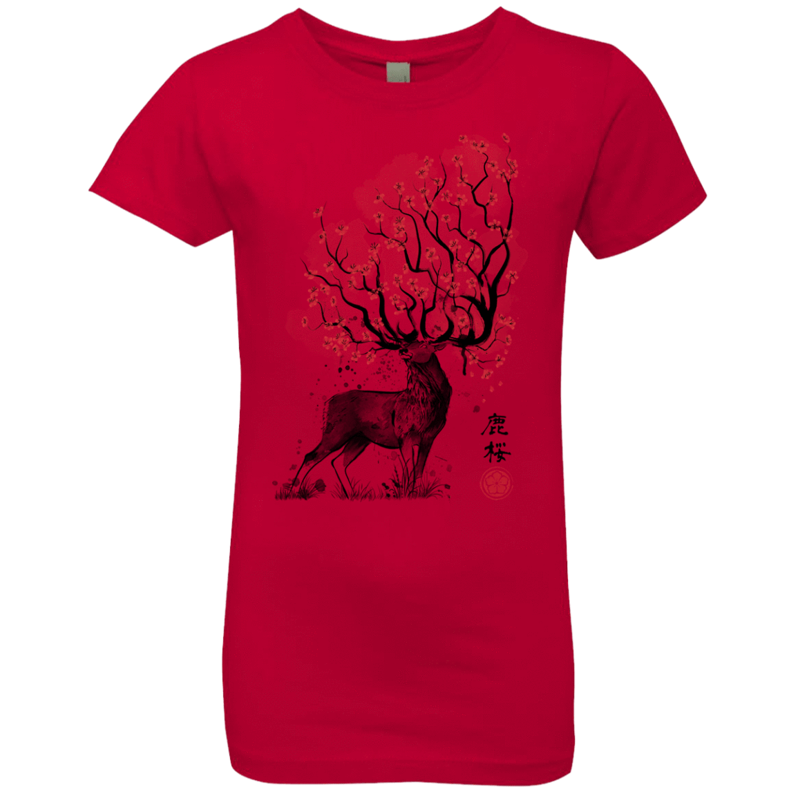 T-Shirts Red / YXS Sakura Deer Girls Premium T-Shirt
