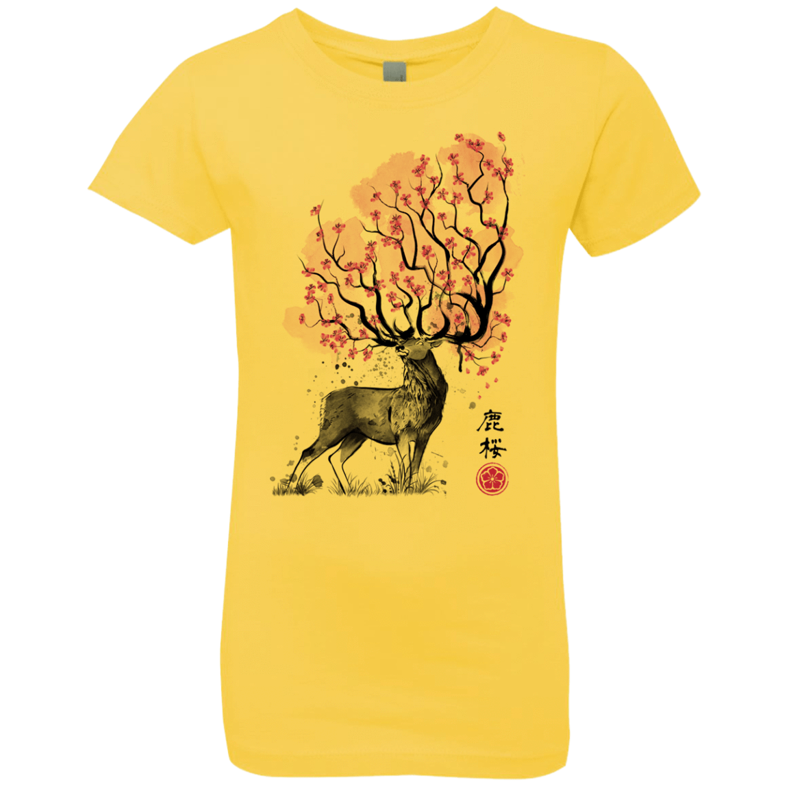 T-Shirts Vibrant Yellow / YXS Sakura Deer Girls Premium T-Shirt