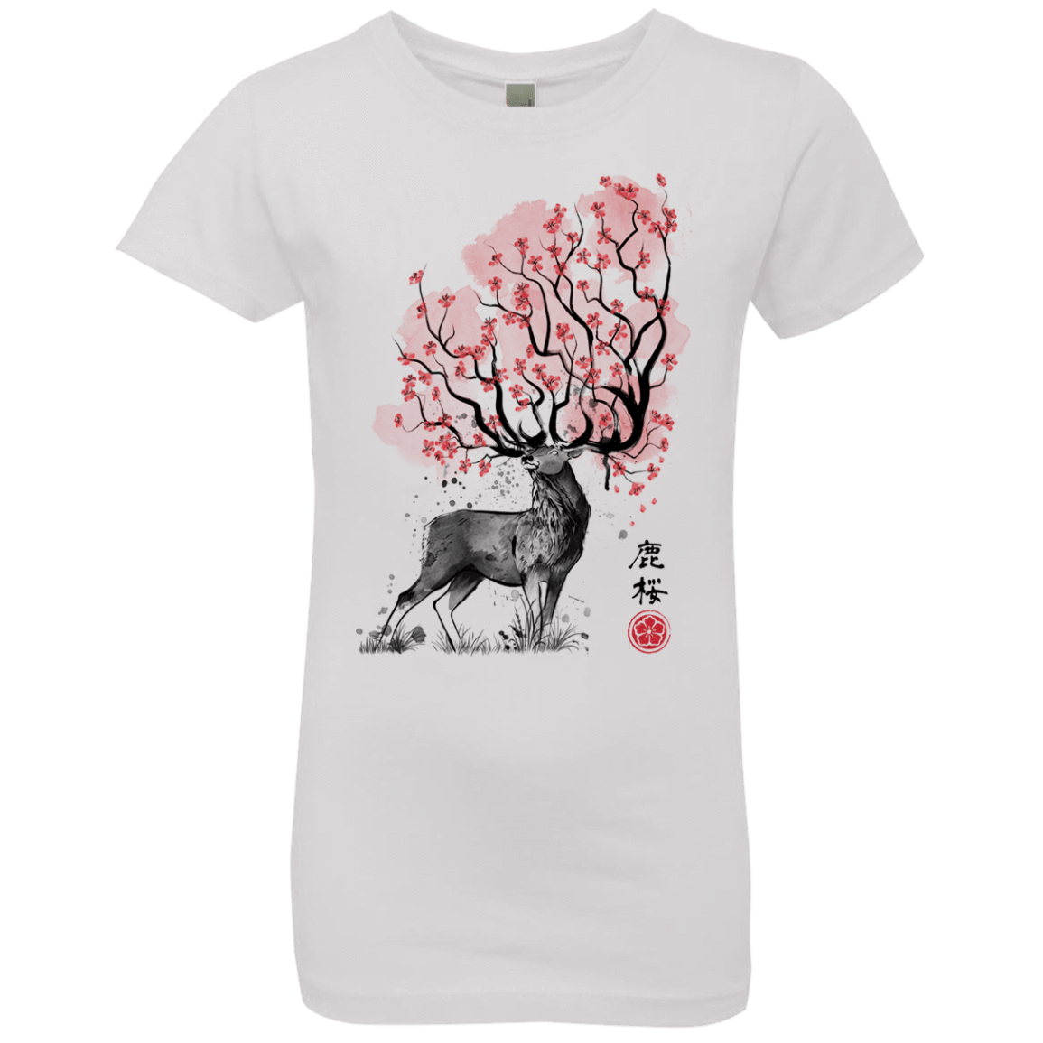 T-Shirts White / YXS Sakura Deer Girls Premium T-Shirt