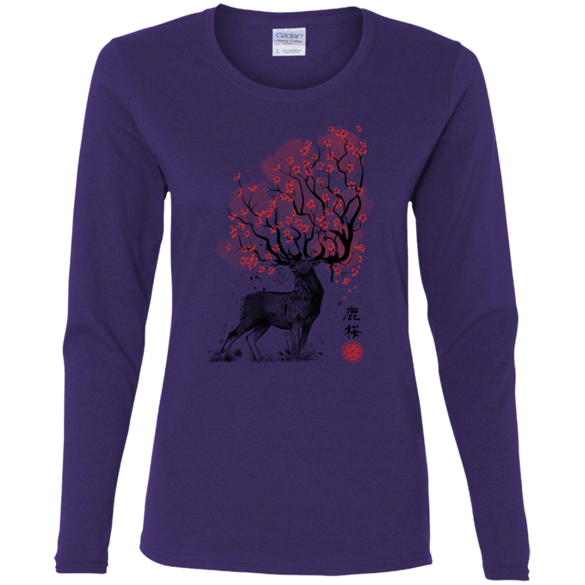 T-Shirts Purple / S Sakura Deer Women's Long Sleeve T-Shirt