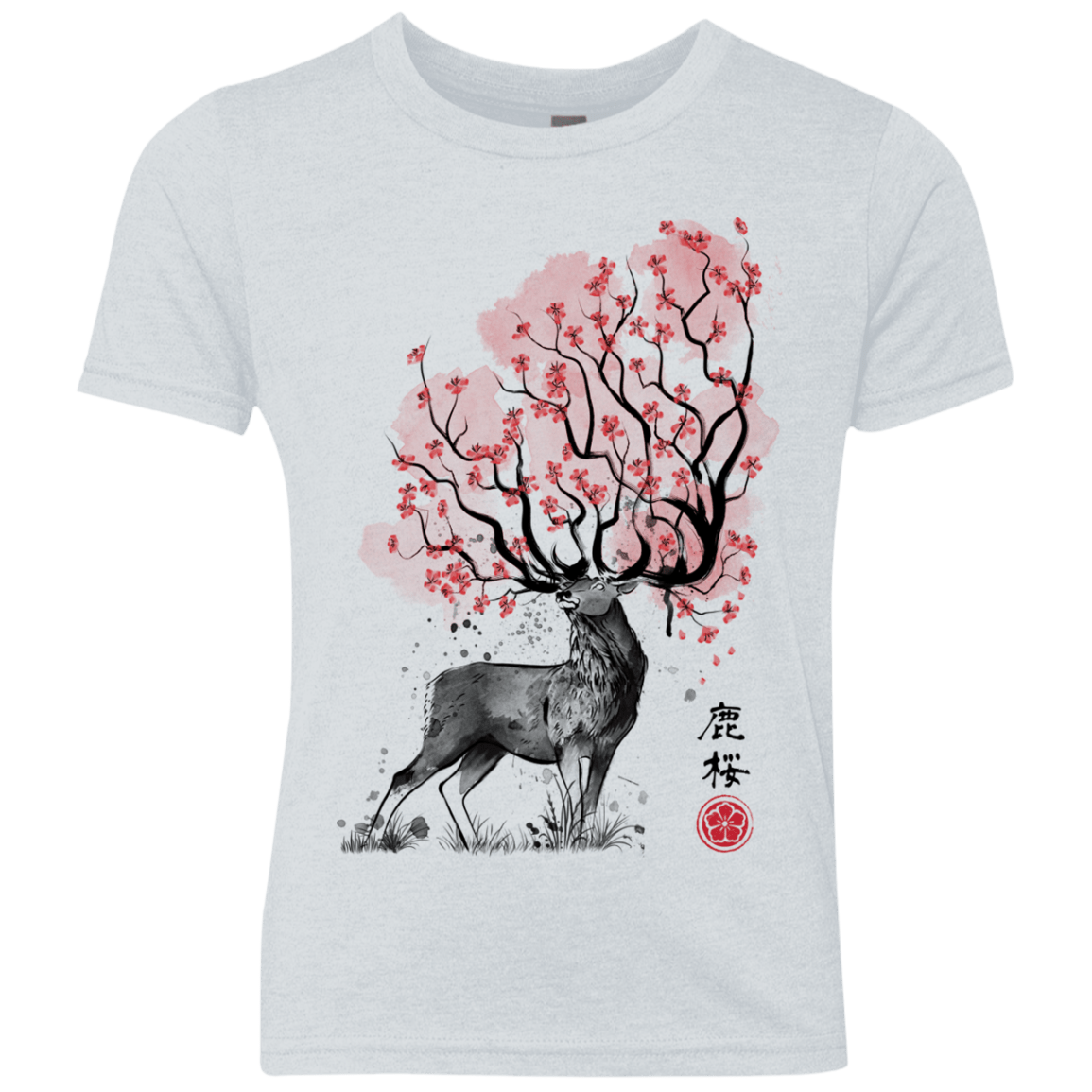 Sakura Deer Youth Triblend T-Shirt