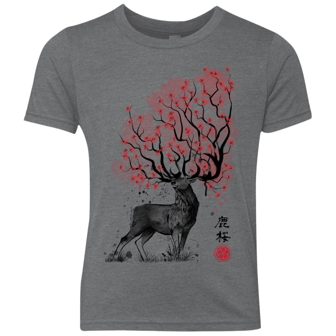 Sakura Deer Youth Triblend T-Shirt