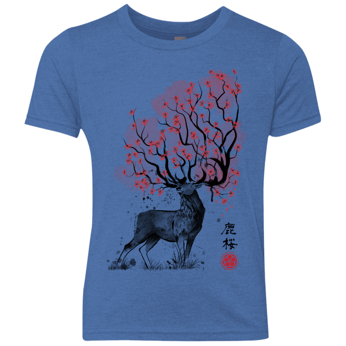 Sakura Deer Youth Triblend T-Shirt