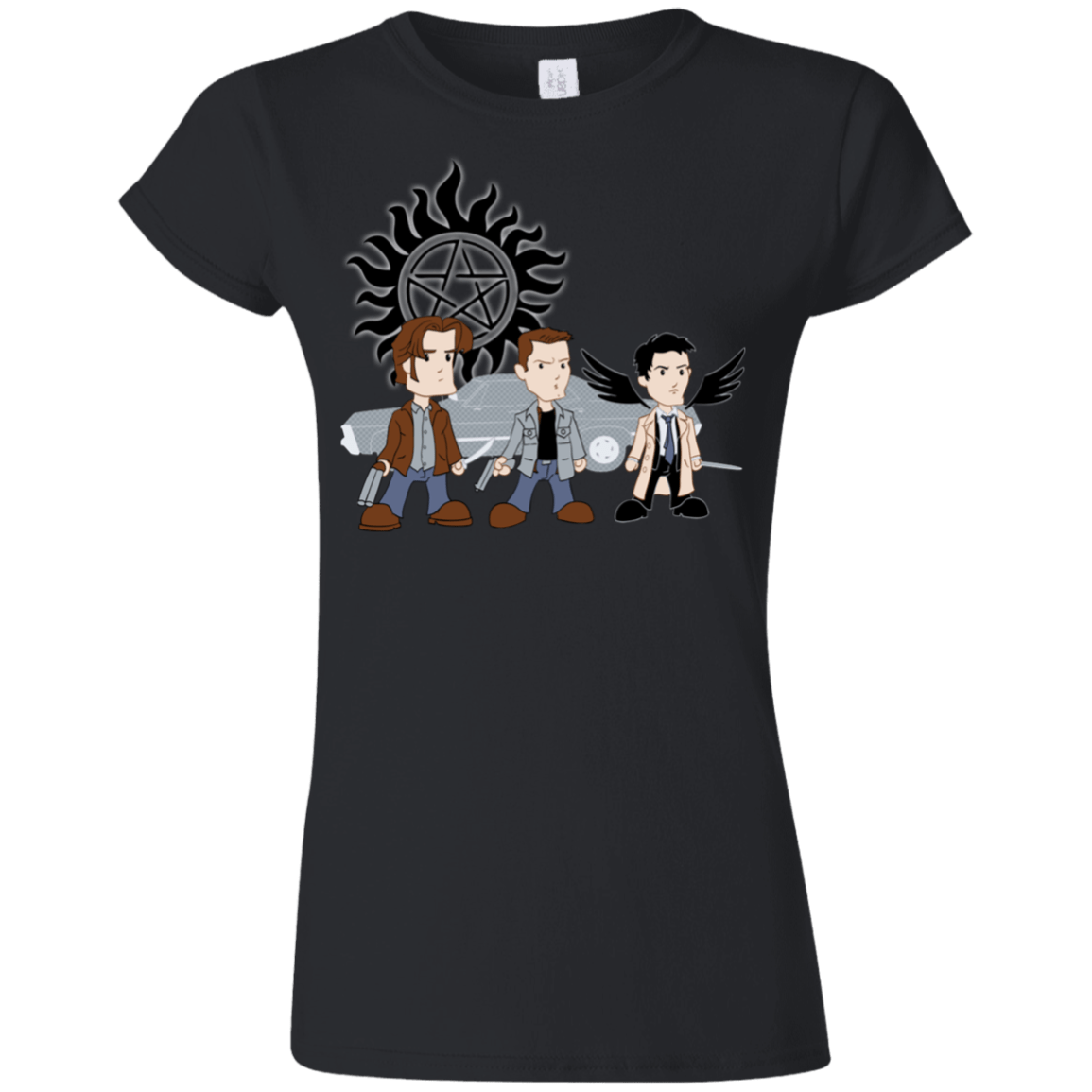 T-Shirts Black / S Sam, Dean and Cas Junior Slimmer-Fit T-Shirt