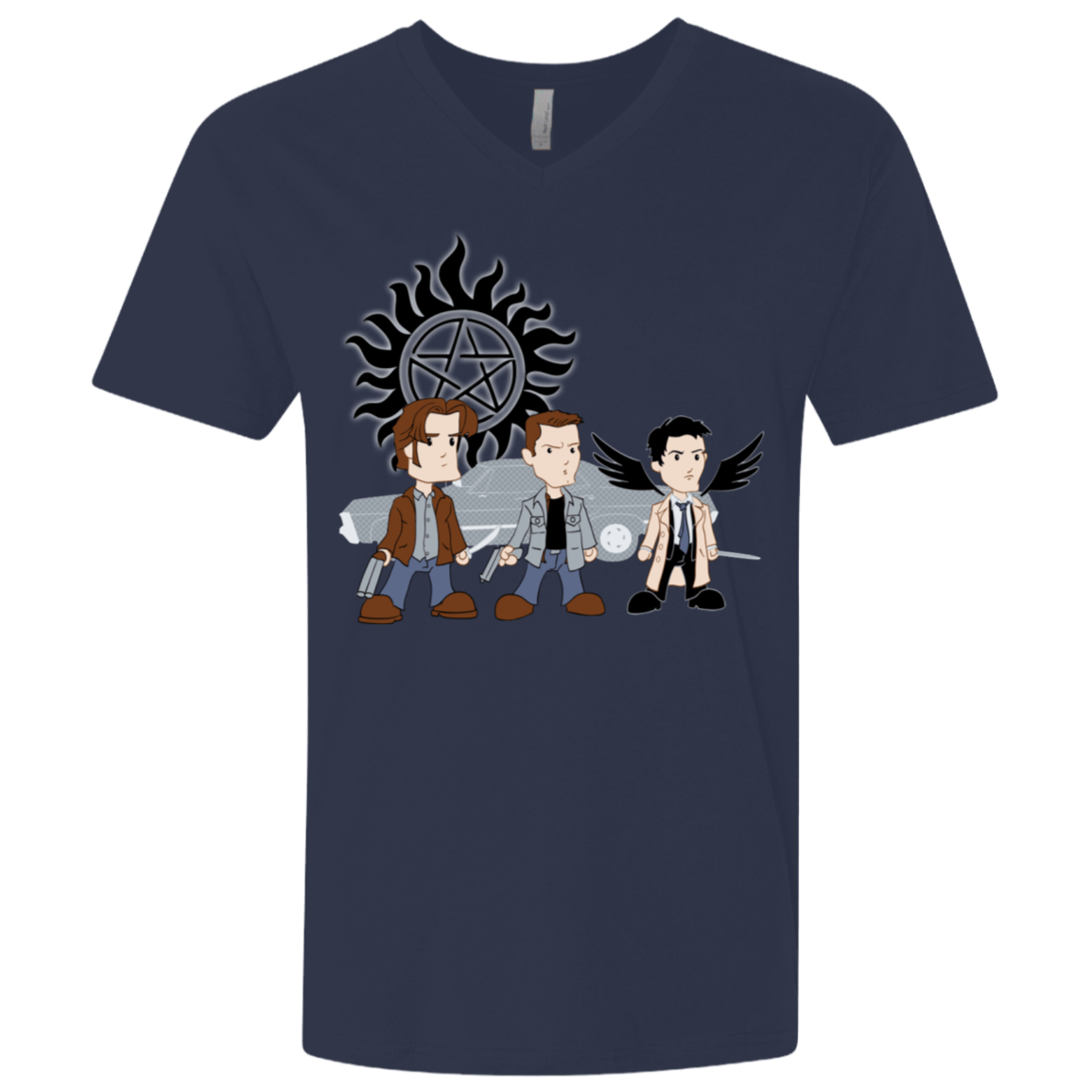 T-Shirts Midnight Navy / X-Small Sam, Dean and Cas Men's Premium V-Neck