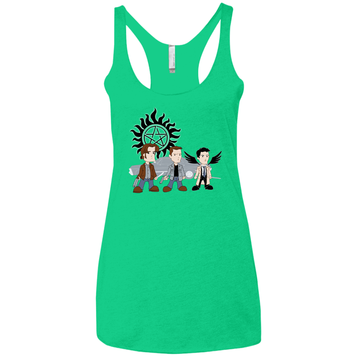T-Shirts Envy / X-Small Sam, Dean and Cas Women's Triblend Racerback Tank