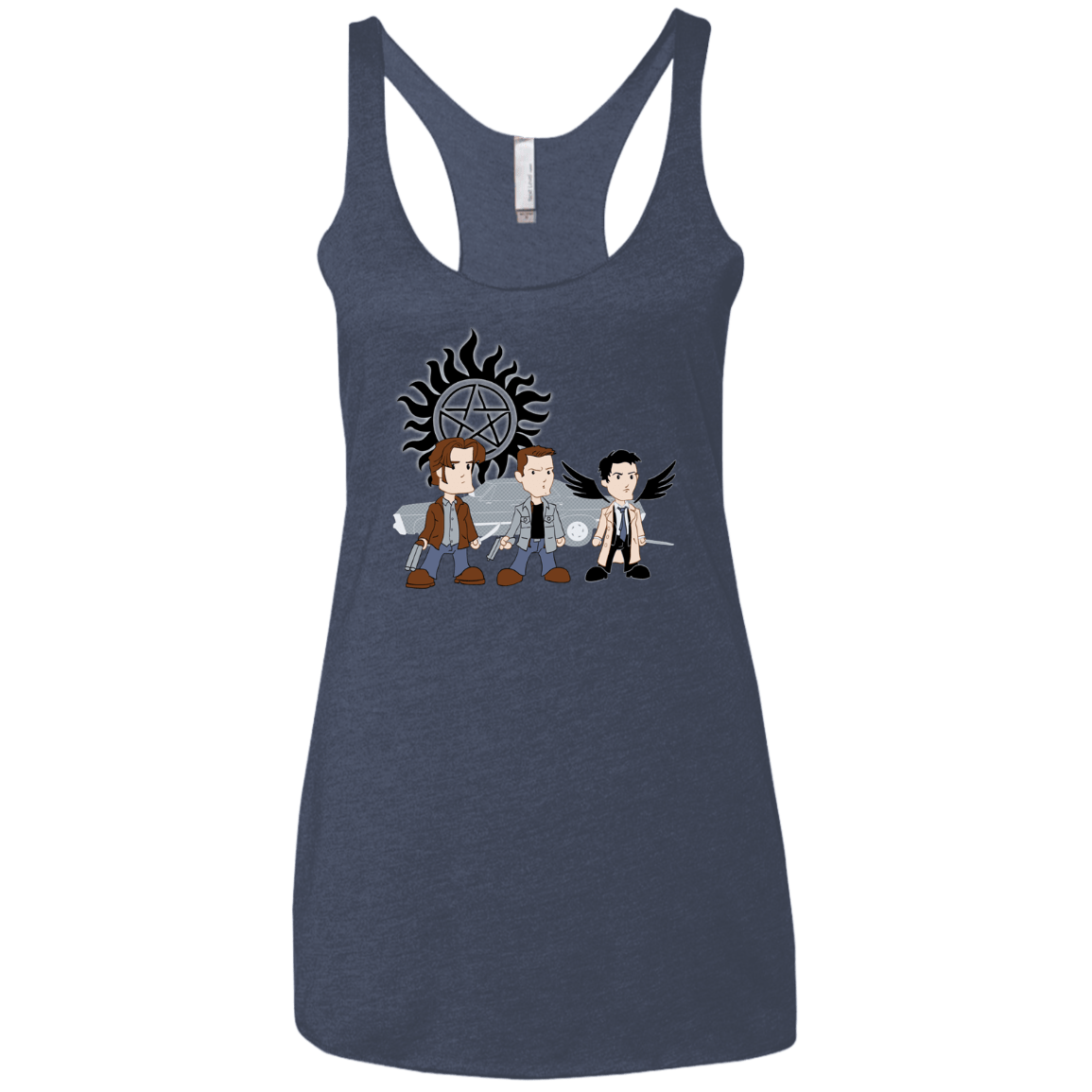 T-Shirts Vintage Navy / X-Small Sam, Dean and Cas Women's Triblend Racerback Tank