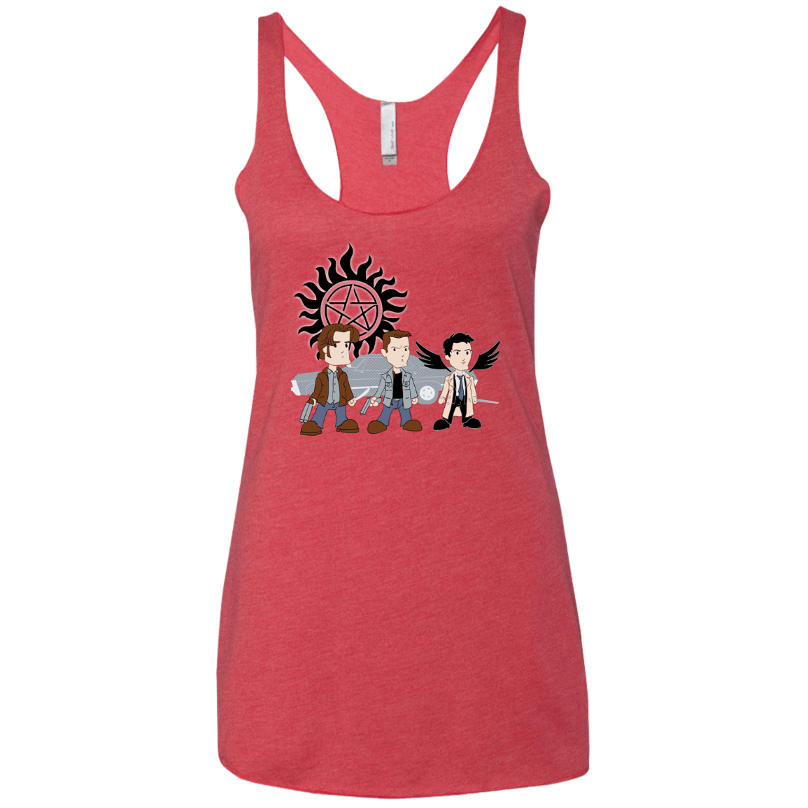 T-Shirts Vintage Red / X-Small Sam, Dean and Cas Women's Triblend Racerback Tank