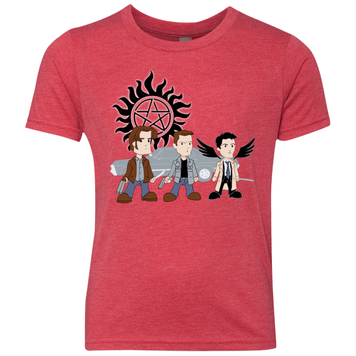 T-Shirts Vintage Red / YXS Sam, Dean and Cas Youth Triblend T-Shirt
