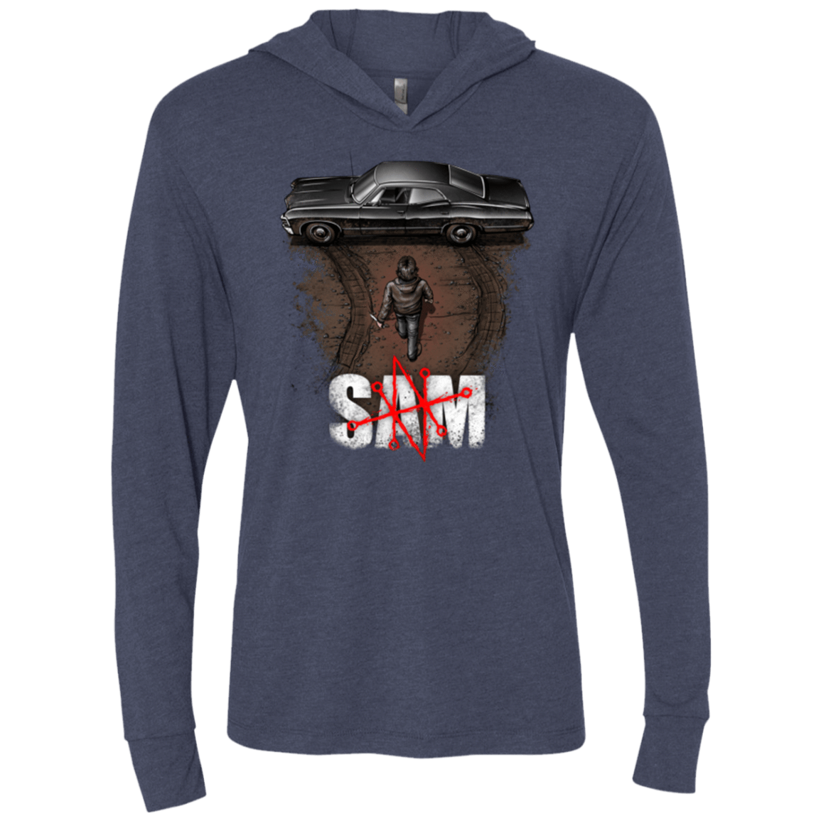T-Shirts Vintage Navy / X-Small Sam Triblend Long Sleeve Hoodie Tee
