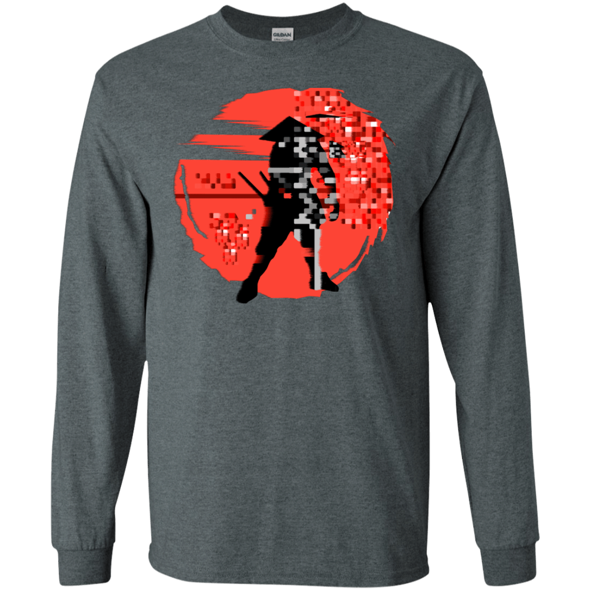 T-Shirts Dark Heather / S Samurai Pixel Men's Long Sleeve T-Shirt
