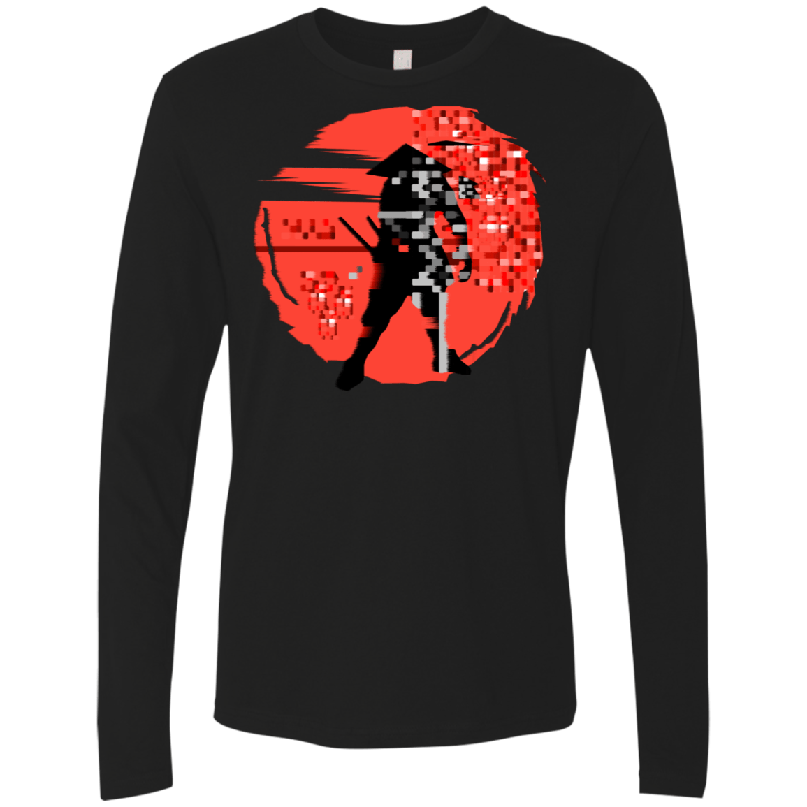 T-Shirts Black / S Samurai Pixel Men's Premium Long Sleeve