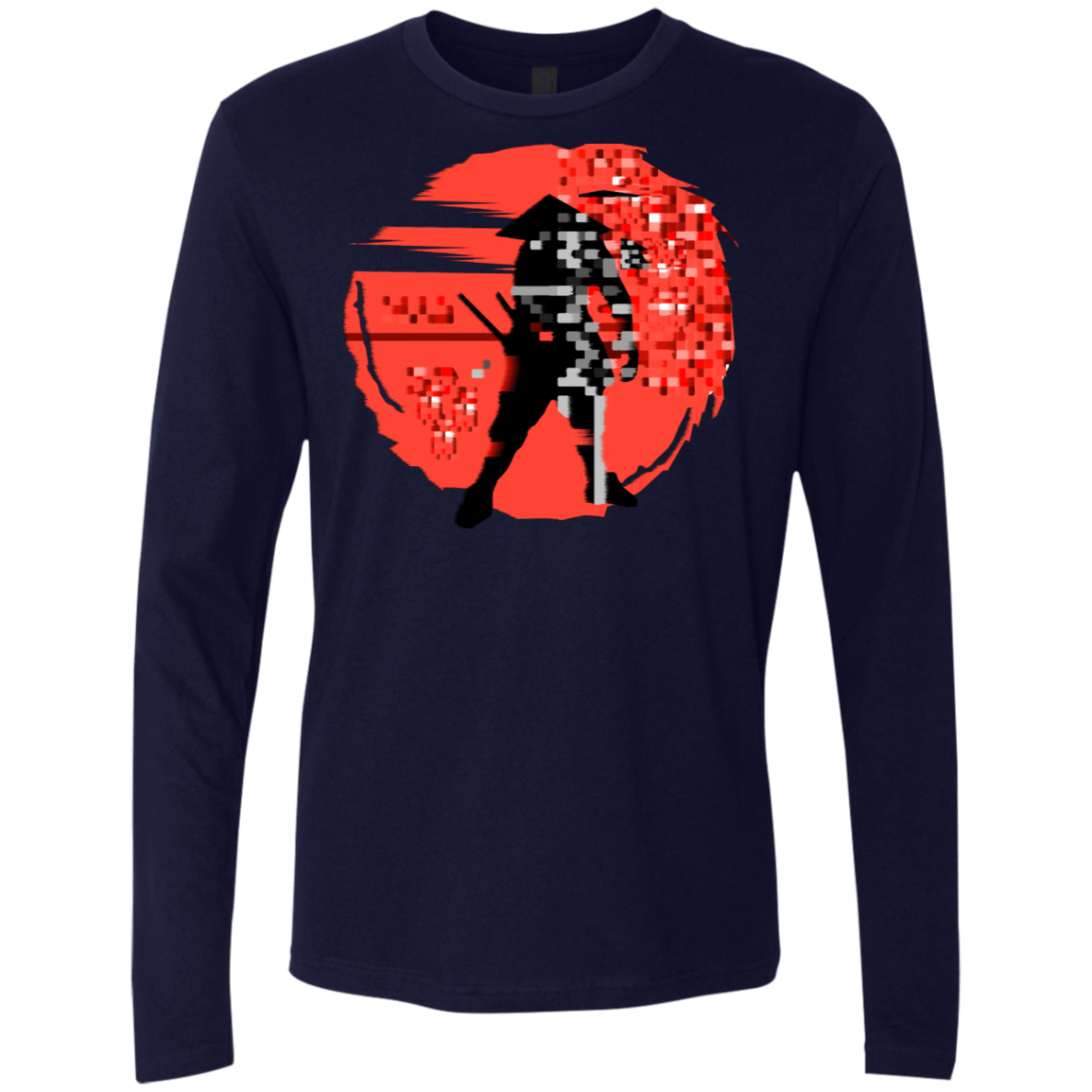 T-Shirts Midnight Navy / S Samurai Pixel Men's Premium Long Sleeve