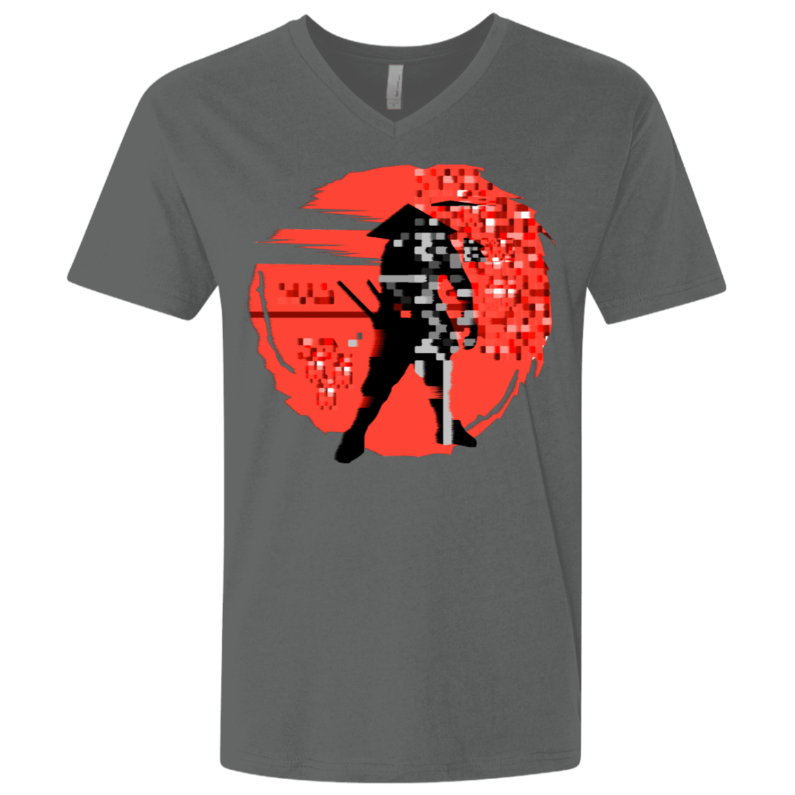 T-Shirts Heavy Metal / X-Small Samurai Pixel Men's Premium V-Neck