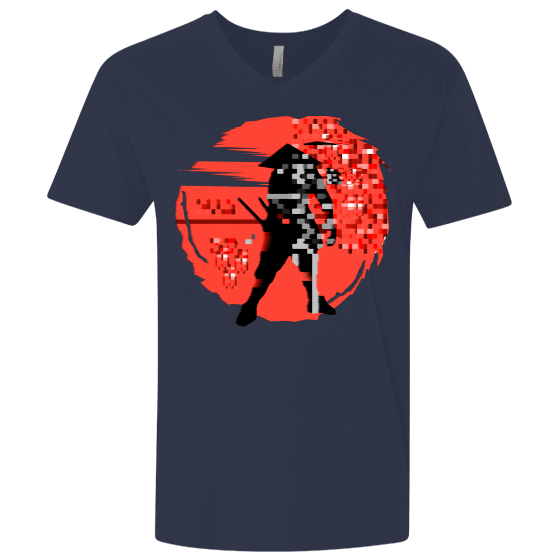 T-Shirts Midnight Navy / X-Small Samurai Pixel Men's Premium V-Neck