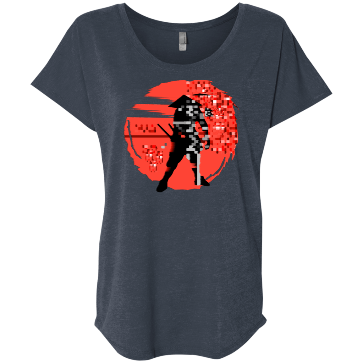 T-Shirts Vintage Navy / X-Small Samurai Pixel Triblend Dolman Sleeve