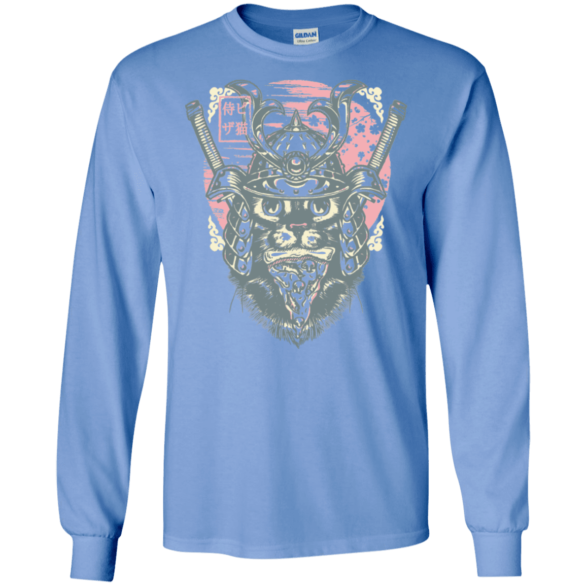 T-Shirts Carolina Blue / S Samurai Pizza Cat Men's Long Sleeve T-Shirt