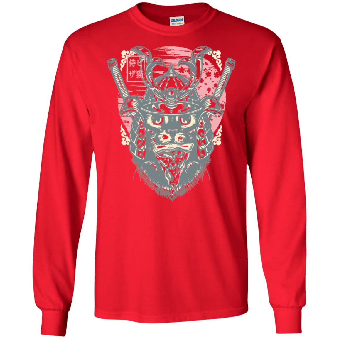 T-Shirts Red / S Samurai Pizza Cat Men's Long Sleeve T-Shirt