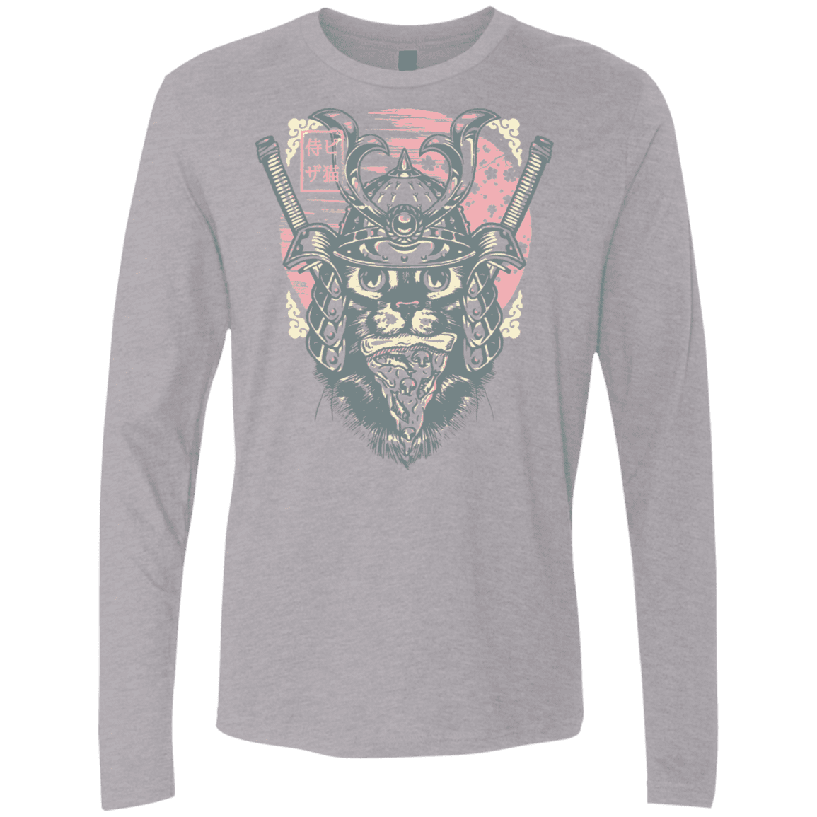 T-Shirts Heather Grey / S Samurai Pizza Cat Men's Premium Long Sleeve