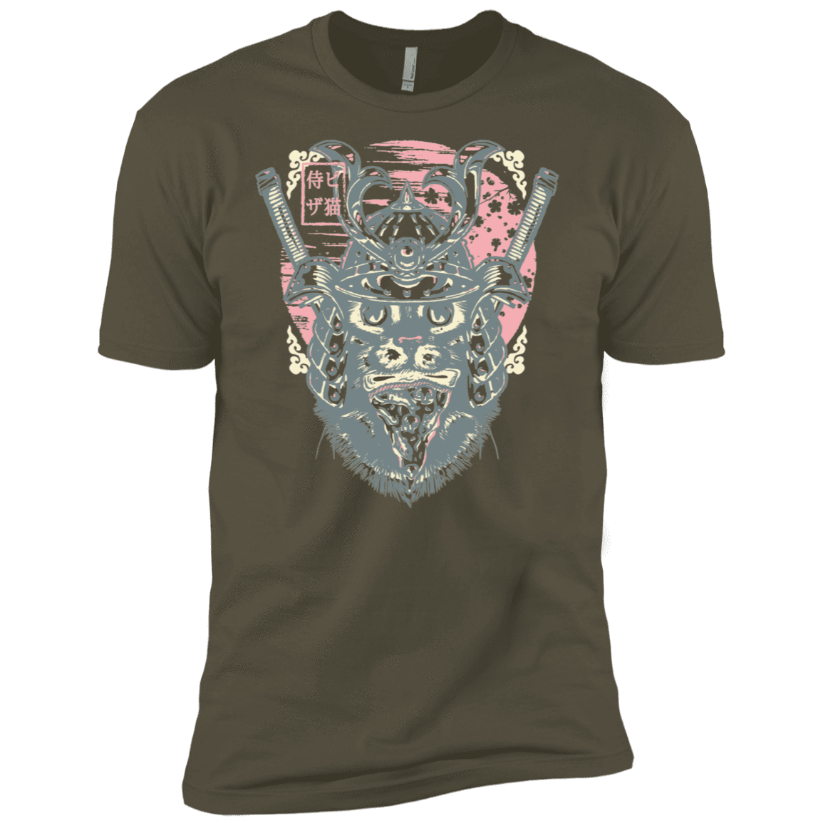 T-Shirts Military Green / X-Small Samurai Pizza Cat Men's Premium T-Shirt