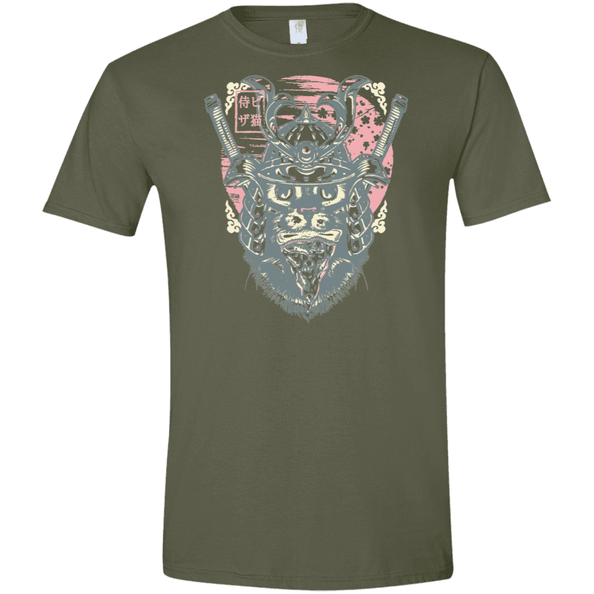 T-Shirts Military Green / S Samurai Pizza Cat Men's Semi-Fitted Softstyle