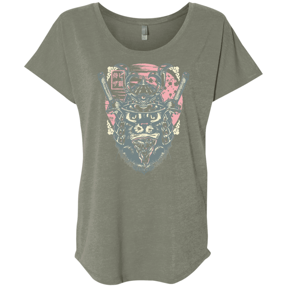 T-Shirts Venetian Grey / X-Small Samurai Pizza Cat Triblend Dolman Sleeve
