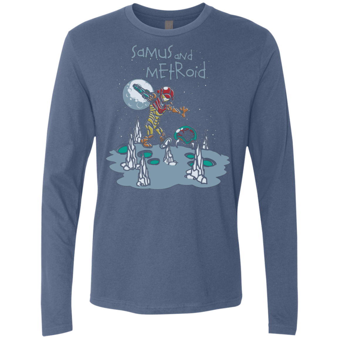 T-Shirts Indigo / Small Samus and Metroid Men's Premium Long Sleeve