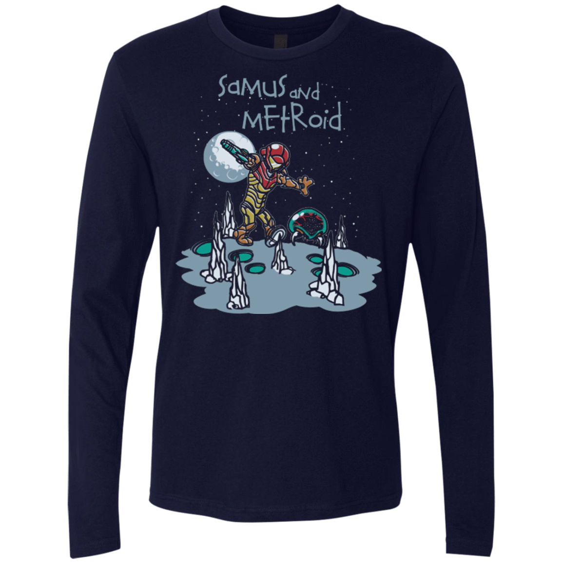 T-Shirts Midnight Navy / Small Samus and Metroid Men's Premium Long Sleeve
