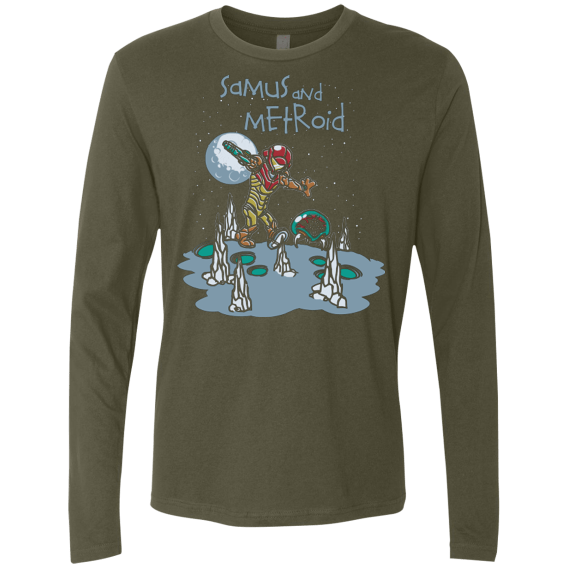 T-Shirts Military Green / Small Samus and Metroid Men's Premium Long Sleeve