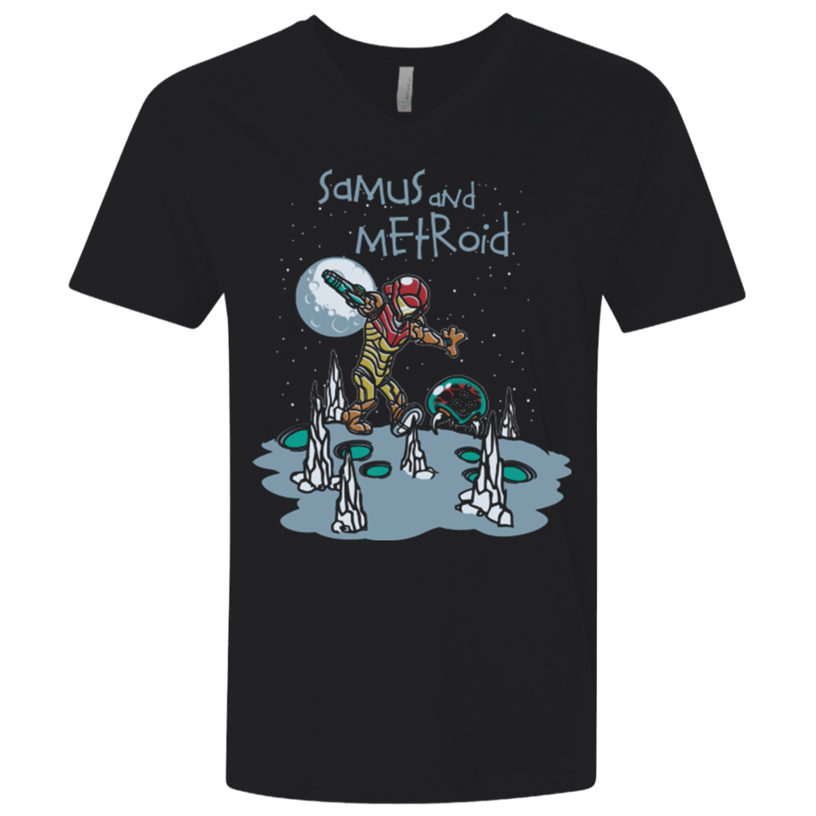 T-Shirts Black / X-Small Samus and Metroid Men's Premium V-Neck