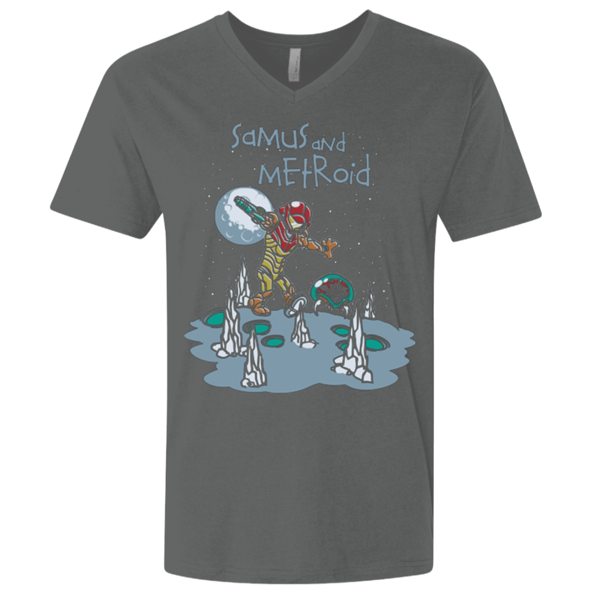 T-Shirts Heavy Metal / X-Small Samus and Metroid Men's Premium V-Neck