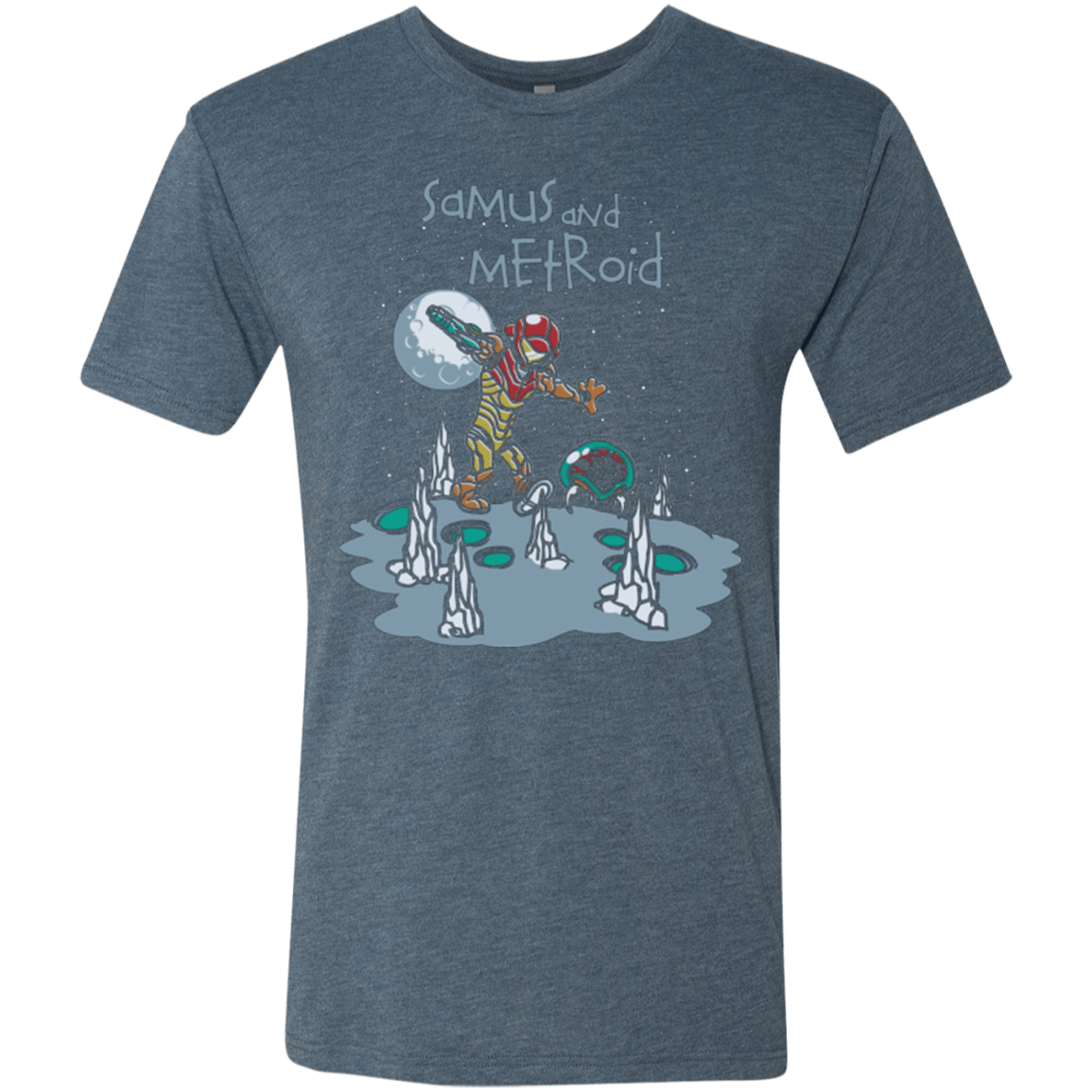 T-Shirts Indigo / Small Samus and Metroid Men's Triblend T-Shirt