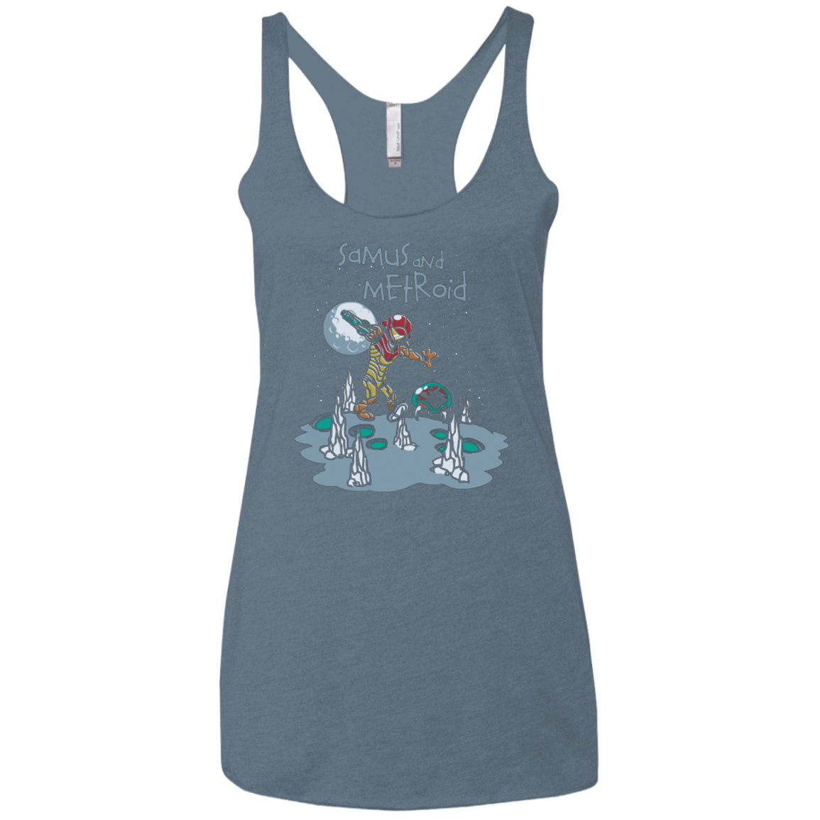 T-Shirts Indigo / X-Small Samus and Metroid Women's Triblend Racerback Tank