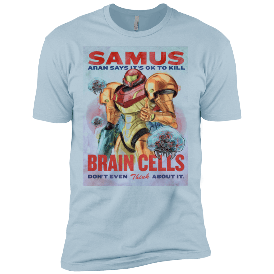 T-Shirts Light Blue / X-Small Samus Aran Propaganda Men's Premium T-Shirt