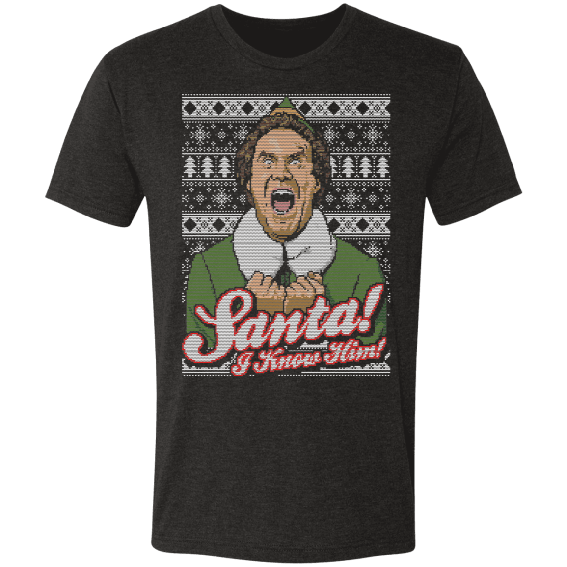 T-Shirts Vintage Black / S Santa! I Know Him Ugly Sweater Men's Triblend T-Shirt