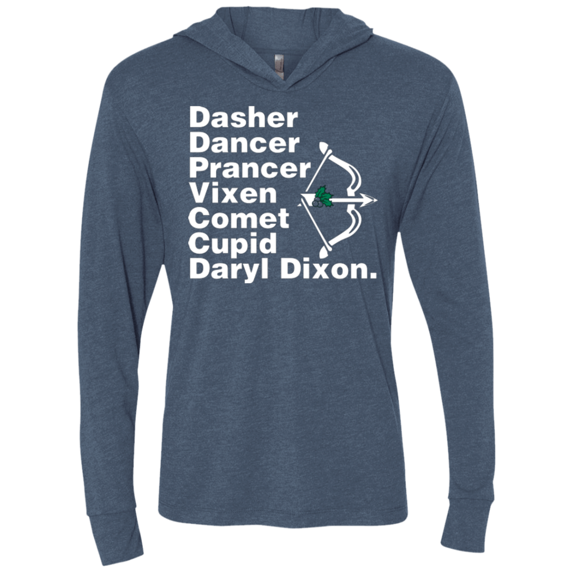 T-Shirts Indigo / X-Small Santas Helper Triblend Long Sleeve Hoodie Tee