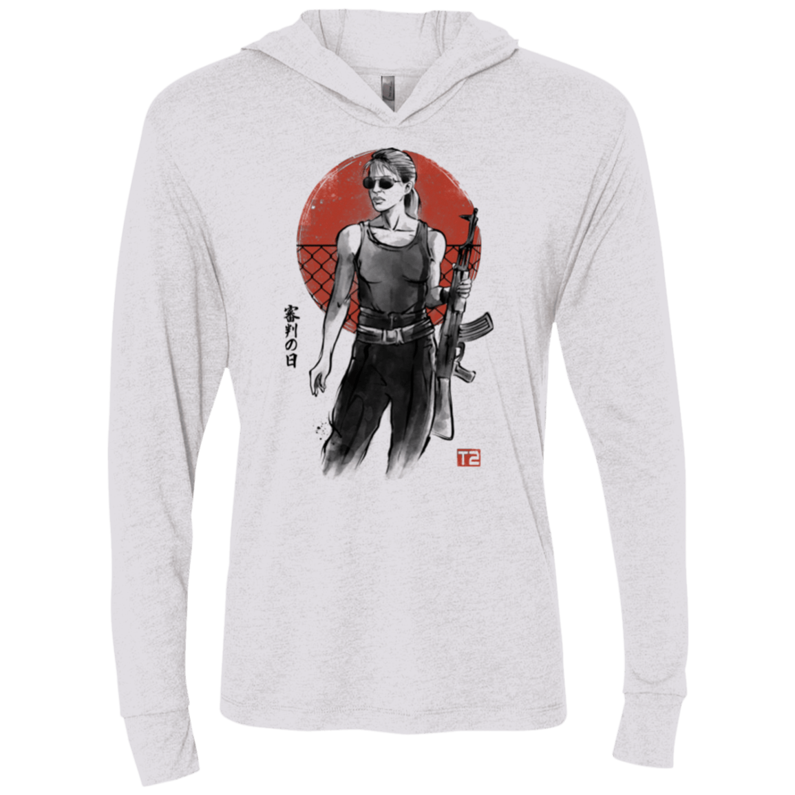 T-Shirts Heather White / X-Small Sarah Triblend Long Sleeve Hoodie Tee