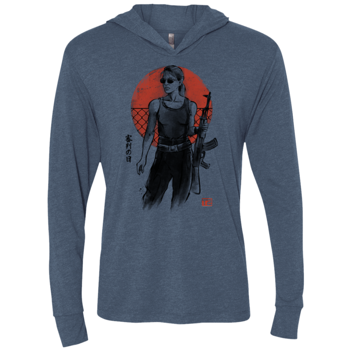 T-Shirts Indigo / X-Small Sarah Triblend Long Sleeve Hoodie Tee