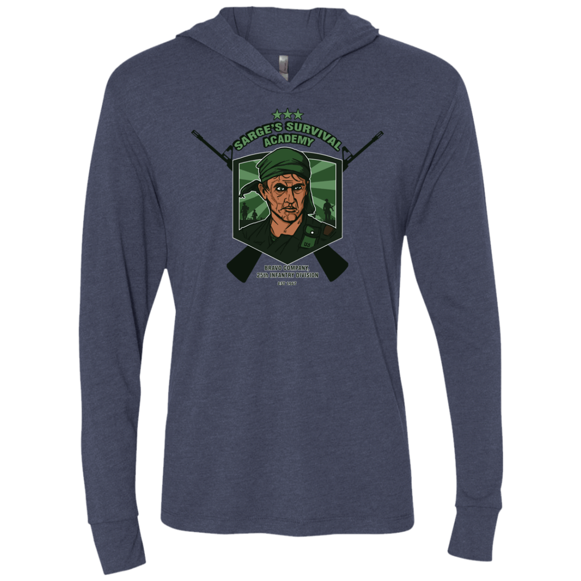 T-Shirts Vintage Navy / X-Small Sarges Survival Triblend Long Sleeve Hoodie Tee