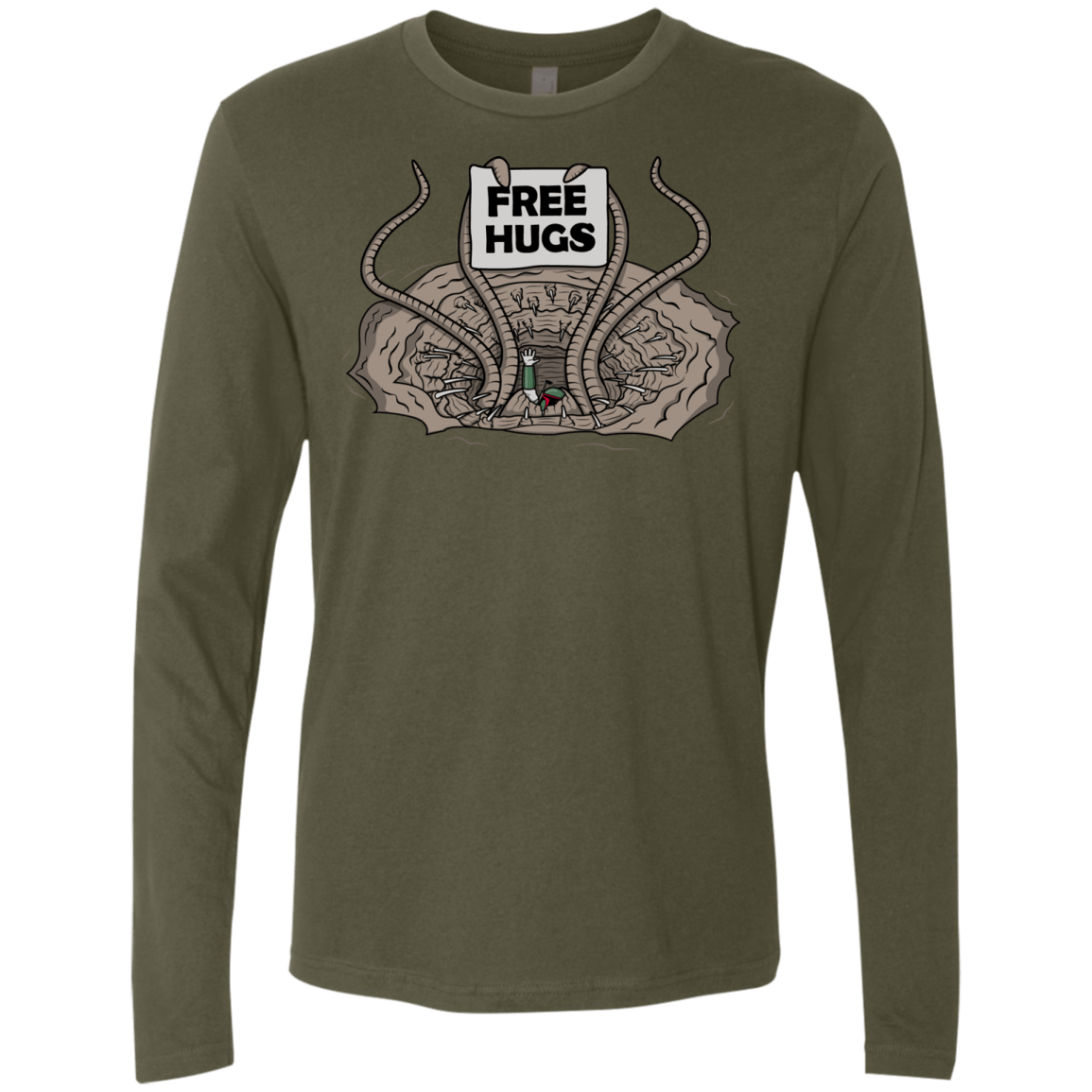T-Shirts Military Green / S Sarlacc Free Hugs Men's Premium Long Sleeve