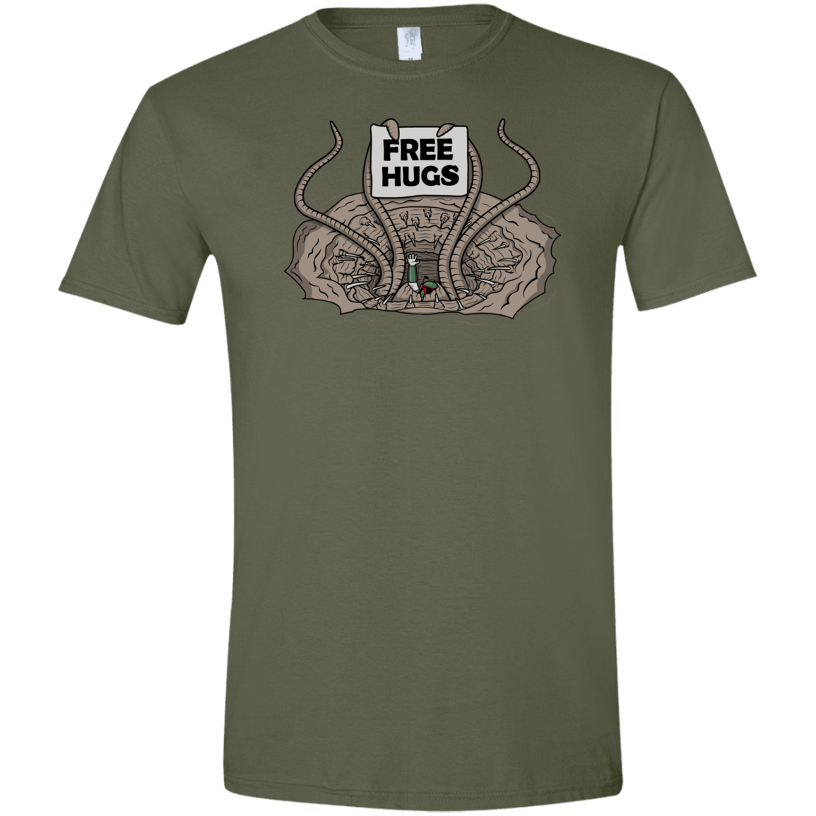 T-Shirts Military Green / S Sarlacc Free Hugs Men's Semi-Fitted Softstyle