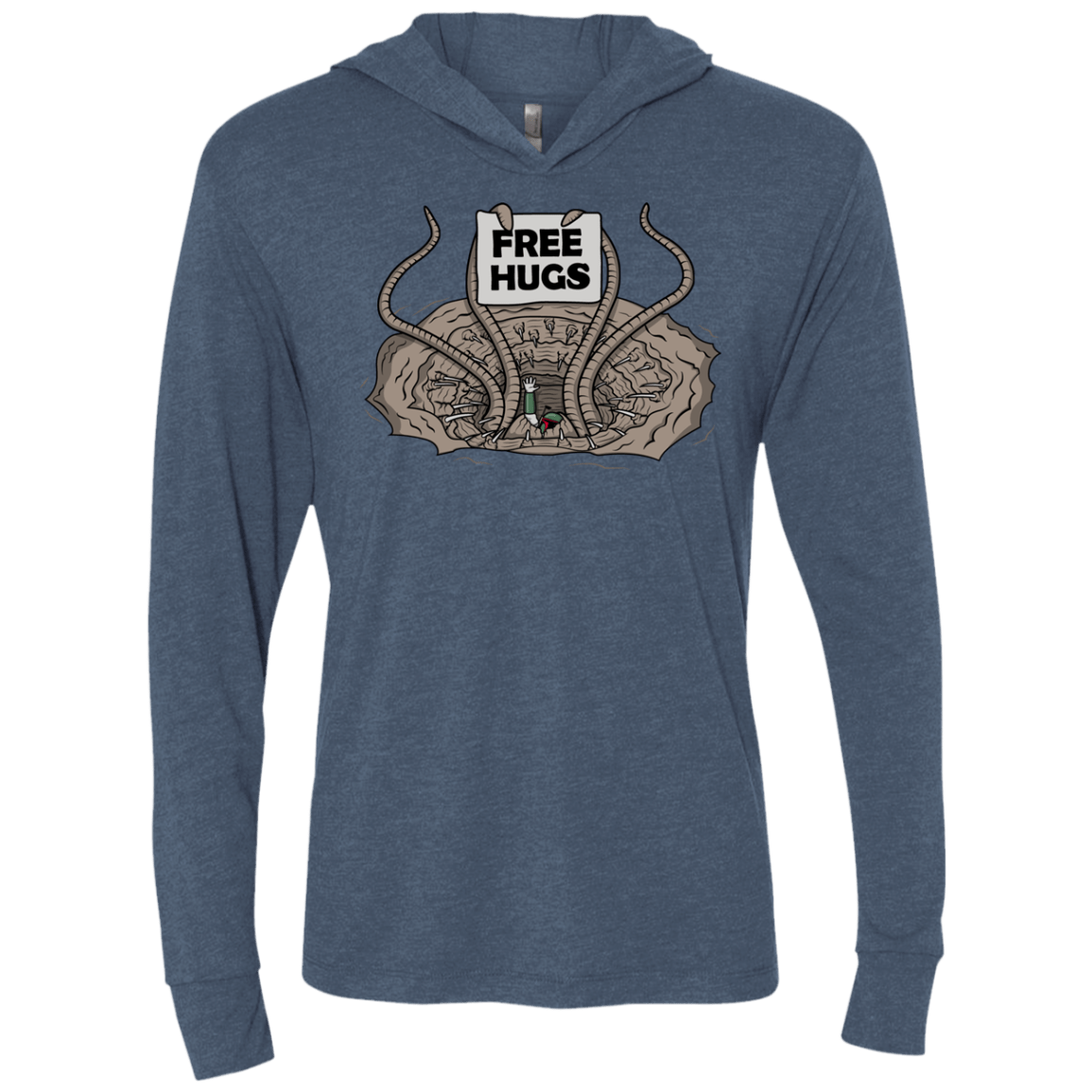 T-Shirts Indigo / X-Small Sarlacc Free Hugs Triblend Long Sleeve Hoodie Tee