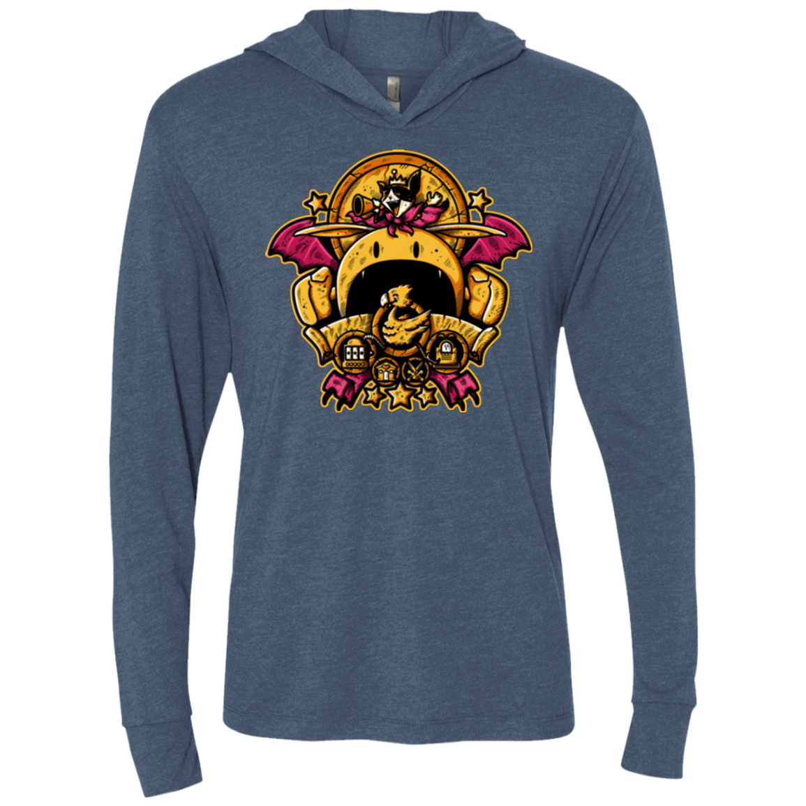 T-Shirts Indigo / X-Small SAUCER CREST Triblend Long Sleeve Hoodie Tee