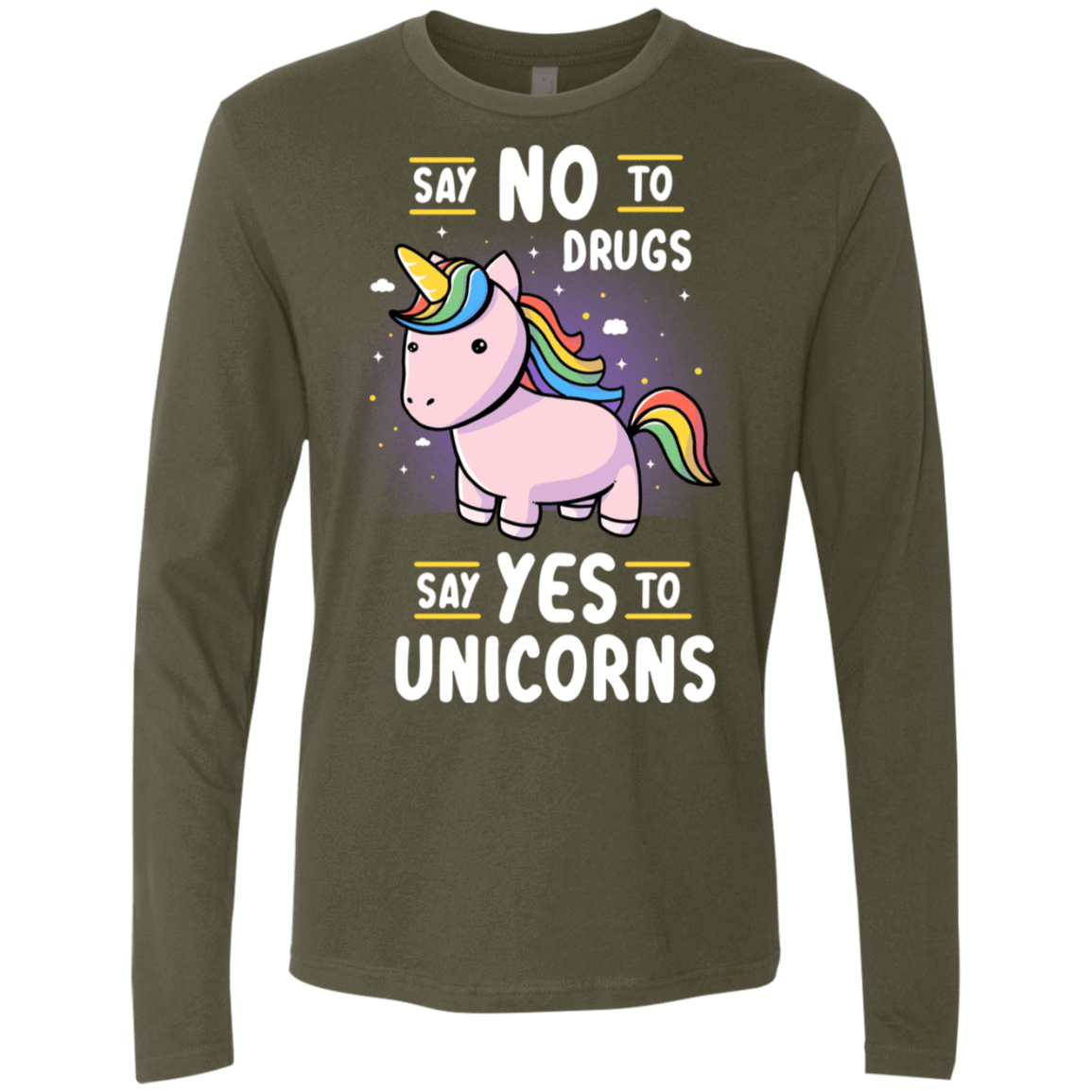 T-Shirts Military Green / S Say No to Drugs Men's Premium Long Sleeve