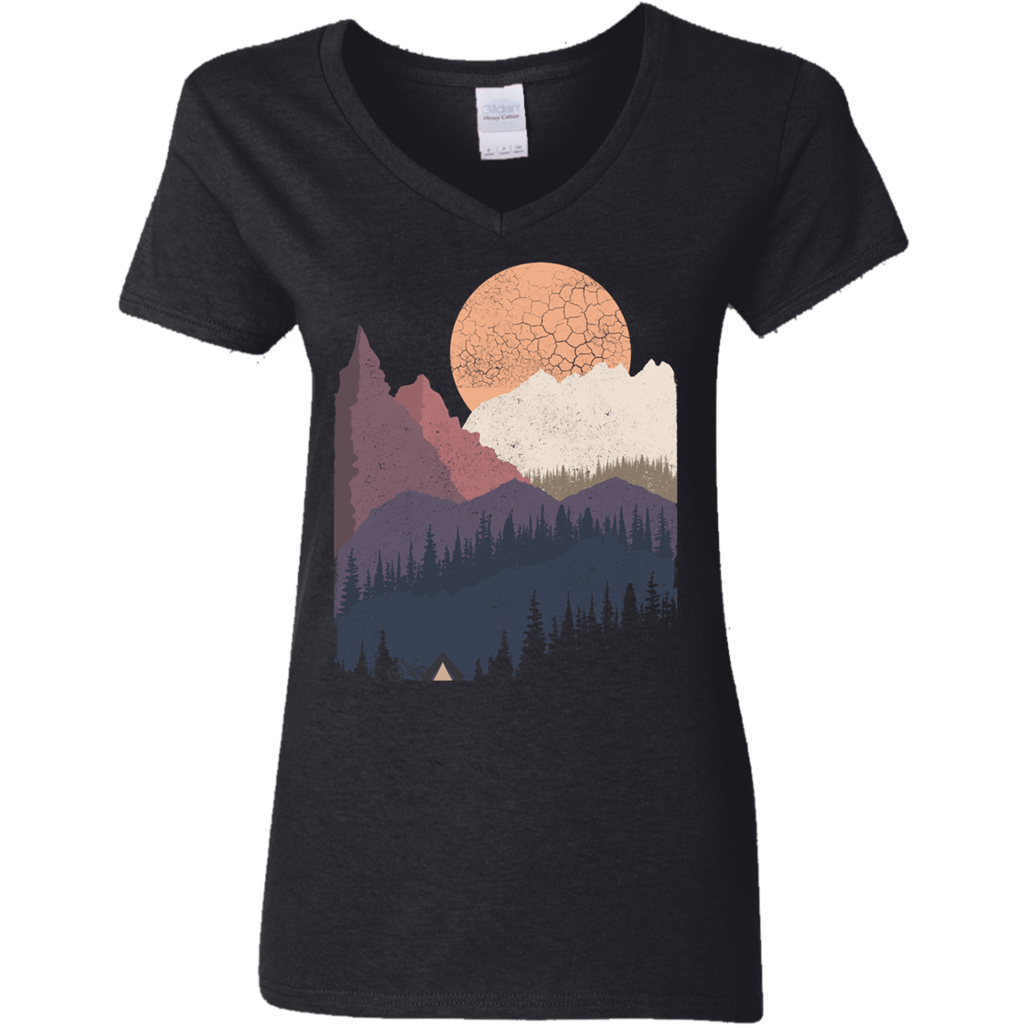 T-Shirts Black / S Scenic Camping Women's V-Neck T-Shirt