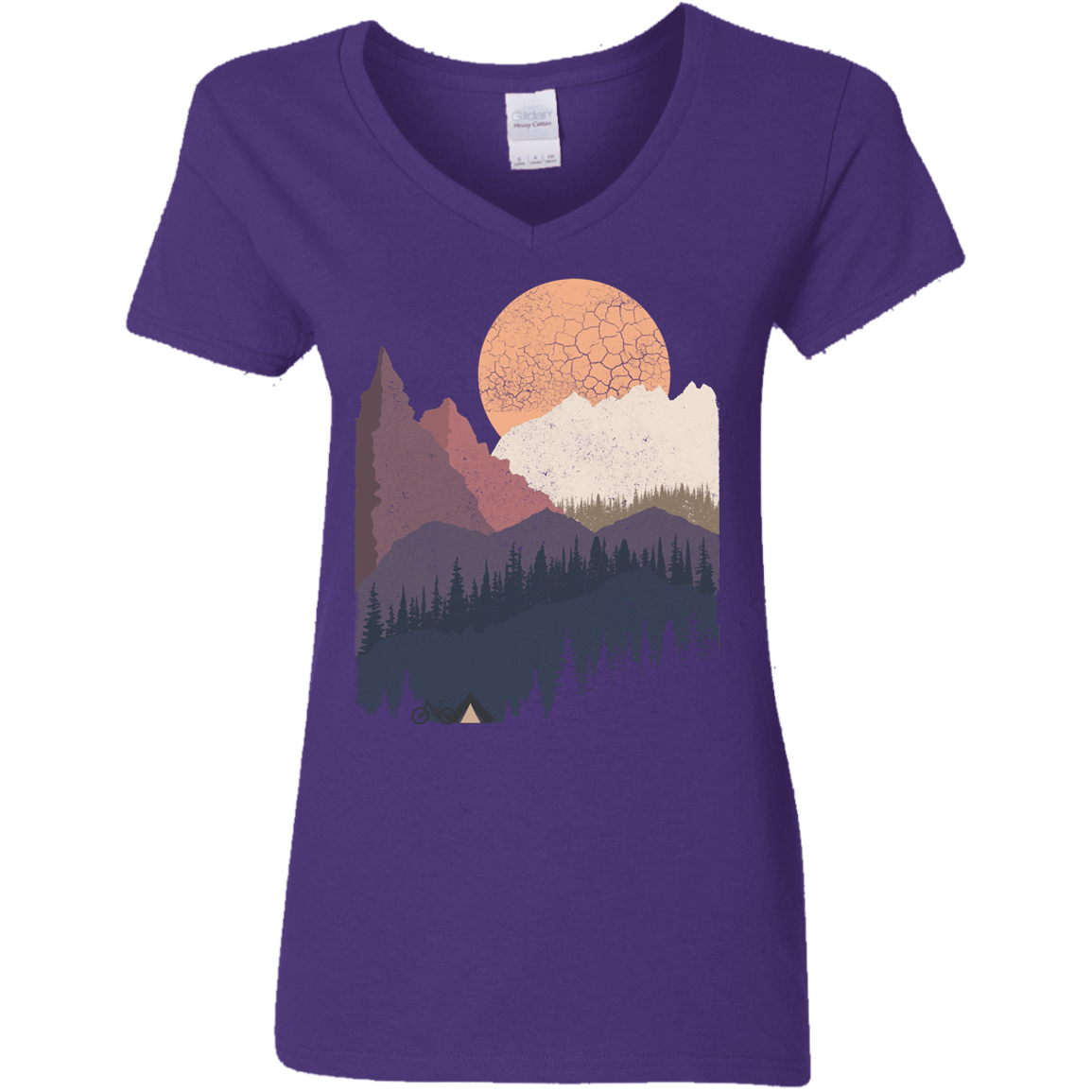 T-Shirts Purple / S Scenic Camping Women's V-Neck T-Shirt