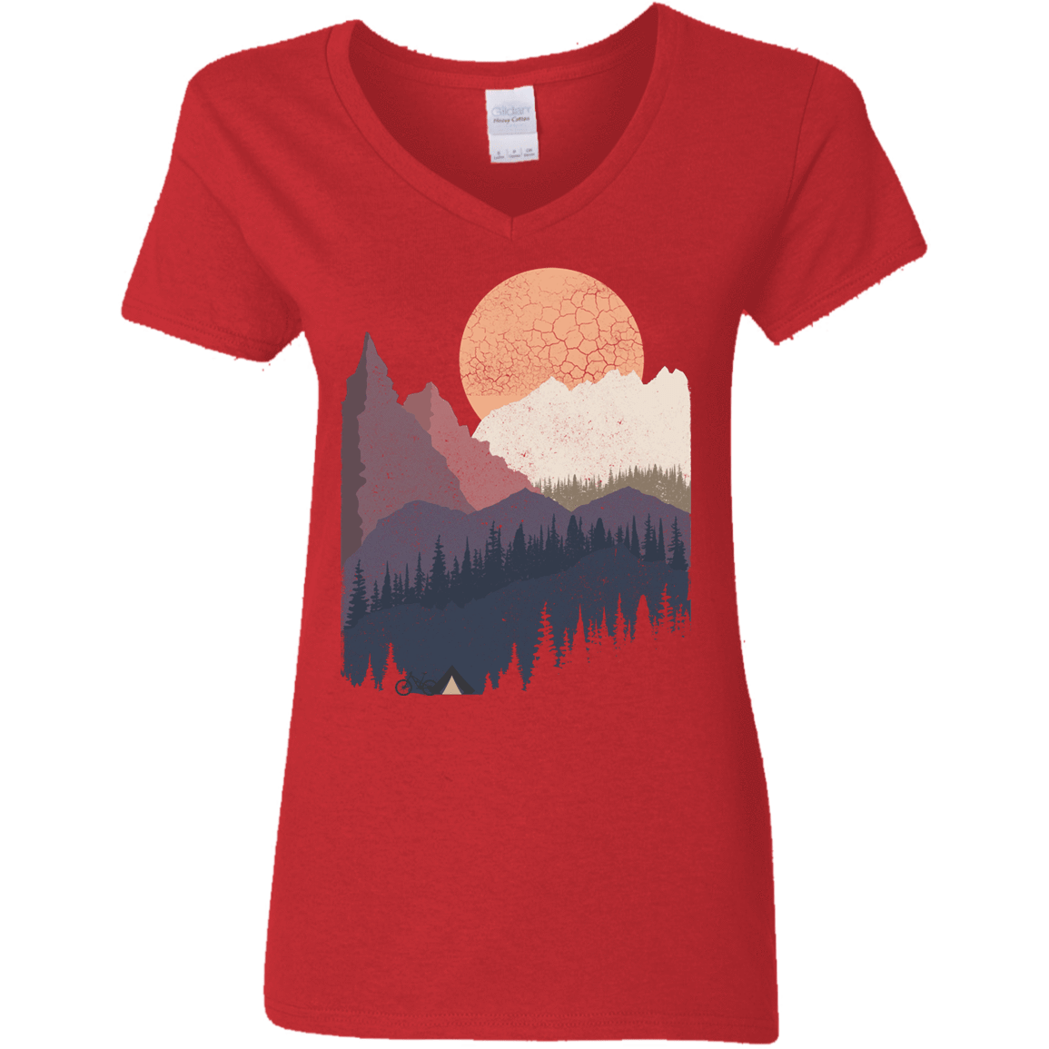 T-Shirts Red / S Scenic Camping Women's V-Neck T-Shirt