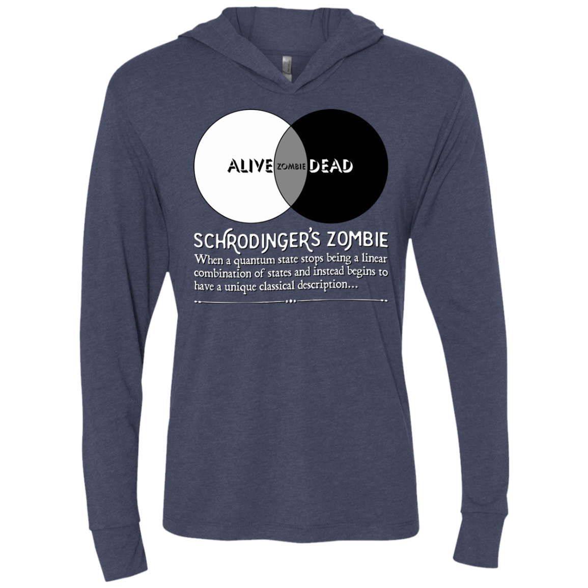 T-Shirts Vintage Navy / X-Small Schrödinger's Zombie Triblend Long Sleeve Hoodie Tee